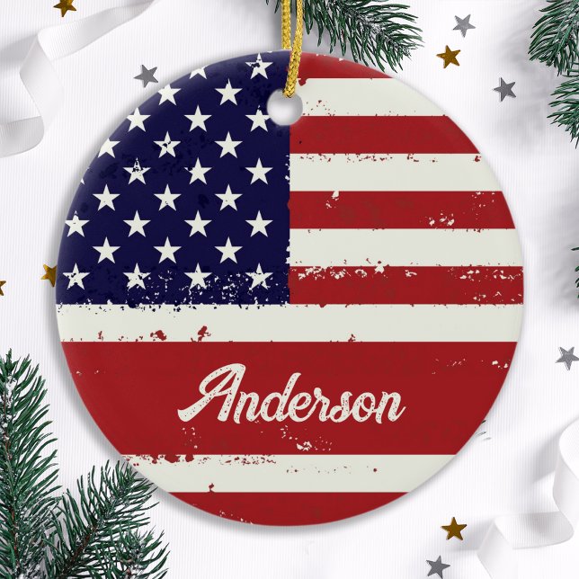 American Flag USA Personalisiert Patriotic Keramik Ornament (Von Creator hochgeladen)