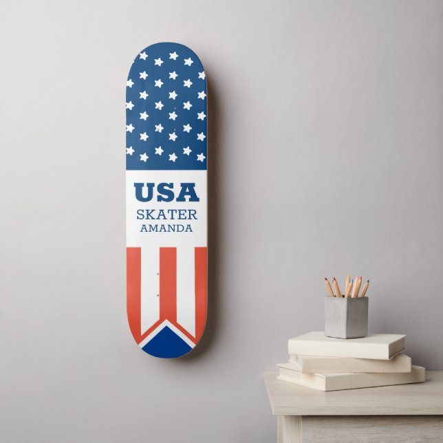 American Flag USA Personalisiert Patriotic Skateboard (Wandkunst)