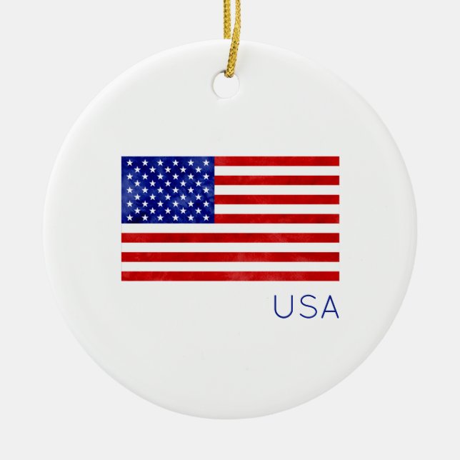 American Flag USA Red White Blue Patriotic Custom Keramik Ornament (Vorne)