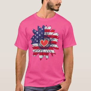 American Flag USA Sonnenblume Watermelon 4. Juli T-Shirt