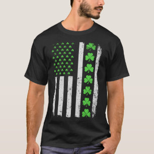American Flag USA St Patrick's Day Irish Kleeblatt T-Shirt