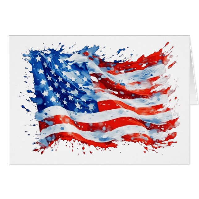 American Flag USA Watercolor 4. Juli (Vorderseite (Horizontal))