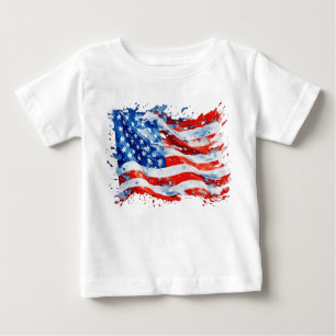 American Flag USA Watercolor 4. Juli Baby T-shirt