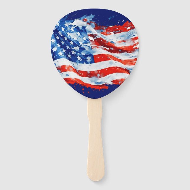 American Flag USA Watercolor 4. Juli Fächer (Vorderseite)