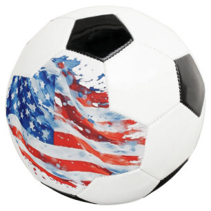 American Flag USA Watercolor 4. Juli Fußball