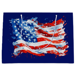 American Flag USA Watercolor 4. Juli Große Geschenktüte