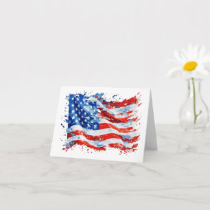 American Flag USA Watercolor 4. Juli Karte