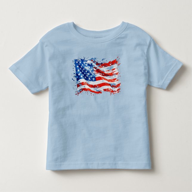 American Flag USA Watercolor 4. Juli Kleinkind T-shirt (Vorderseite)