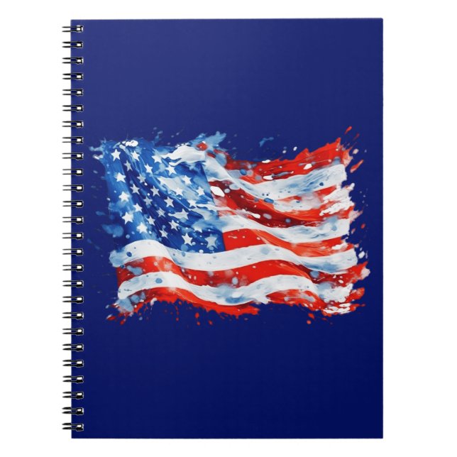 American Flag USA Watercolor 4. Juli Notizblock (Vorderseite)