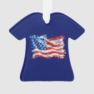 American Flag USA Watercolor 4. Juli Ornament