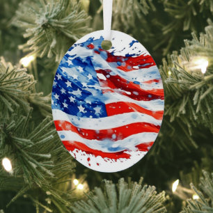American Flag USA Watercolor 4. Juli Ornament Aus Metall