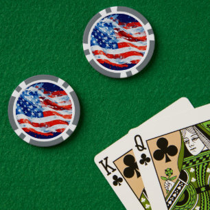 American Flag USA Watercolor 4. Juli Pokerchips