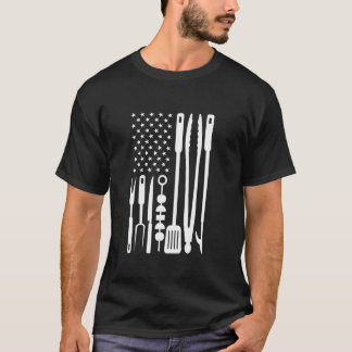American Flag Utensil Grillen Tools Griller Pitmas T-Shirt