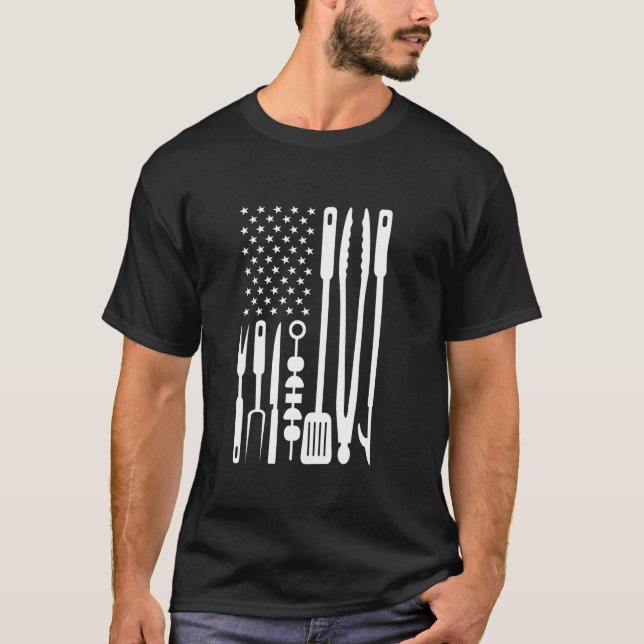 American Flag Utensil Grillen Tools Griller Pitmas T-Shirt (Vorderseite)