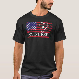 American Flag VA Nurse Patriotic 4th Of July T-Shirt