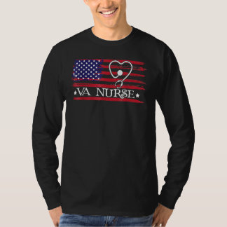 American Flag VA Nurse Patriotic 4th Of July T-Shirt