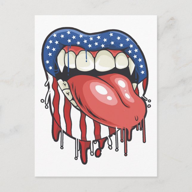 American Flag Vampire Lips T - Shirt Kaffee Tasse Postkarte (Vorderseite)