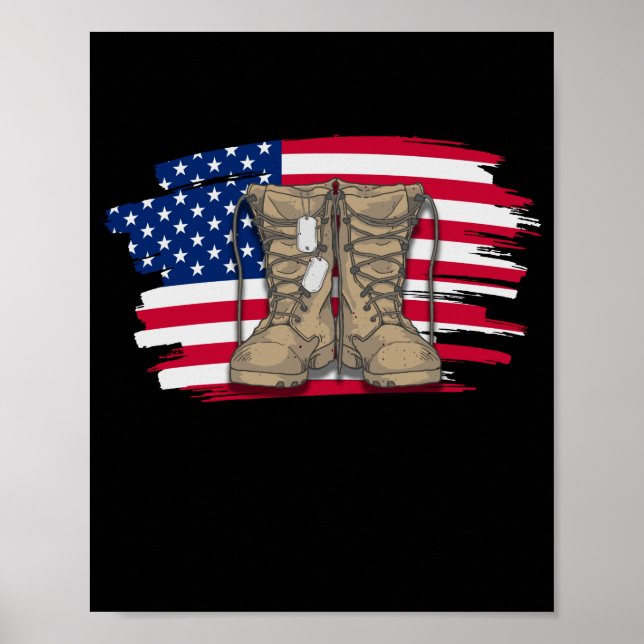 American Flag Veteran Boots Poster (Vorne)