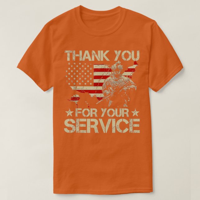 American Flag Veteran Day Danke für Ihren Servi T-Shirt (Design vorne)