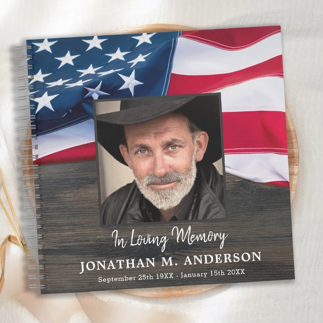 American Flag Veteran Memorial Funeral GuestBook Notizbuch (Von Creator hochgeladen)
