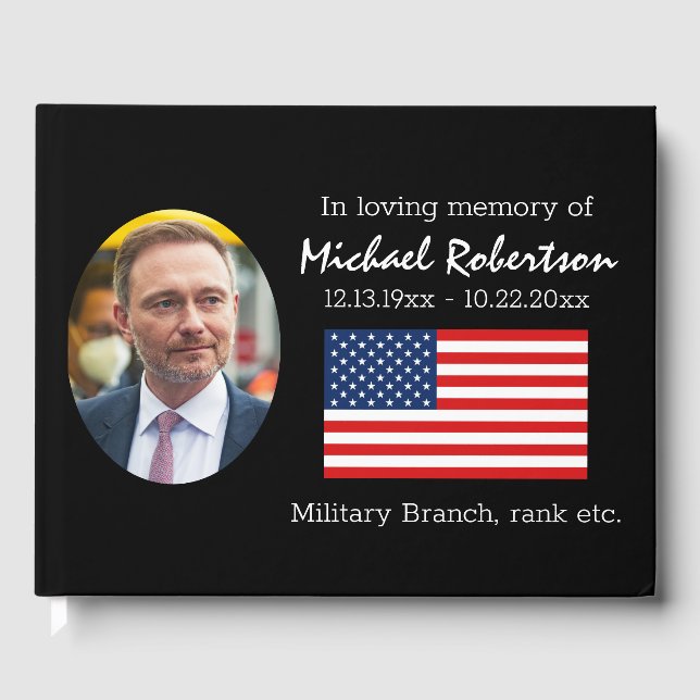 American Flag Veteran Memorial Guest Book Gästebuch (Vorderseite)