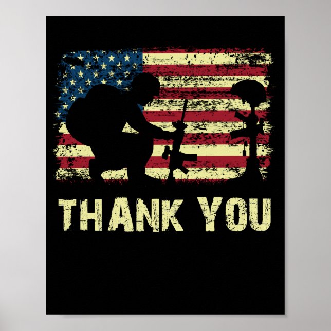 American Flag Vielen Dank Veterans Patriotic Poster (Vorne)