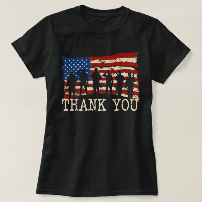 American Flag Vielen Dank Veterans Proud Veteran T T-Shirt (Design vorne)