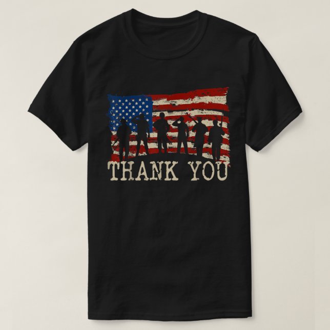 American Flag Vielen Dank Veterans Proud Veteran T T-Shirt (Design vorne)