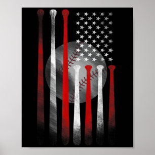 American Flag Vintag Baseball Flag Vater Mama T-Sh Poster