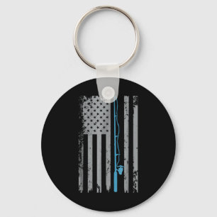 American Flag Vintag Fishing T Shirt Tren Schlüsselanhänger