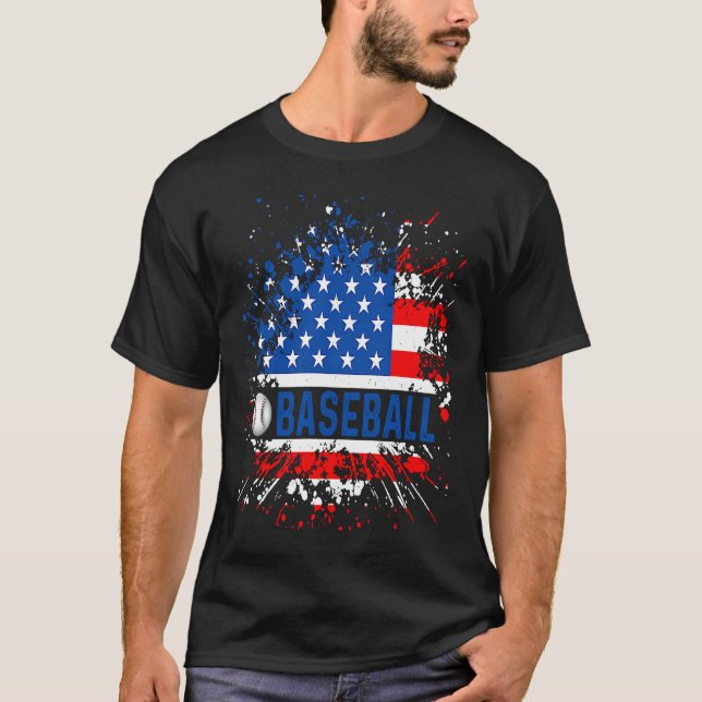 American Flag Vintage Baseball  Patriotic Baseball T-Shirt (Vorderseite)
