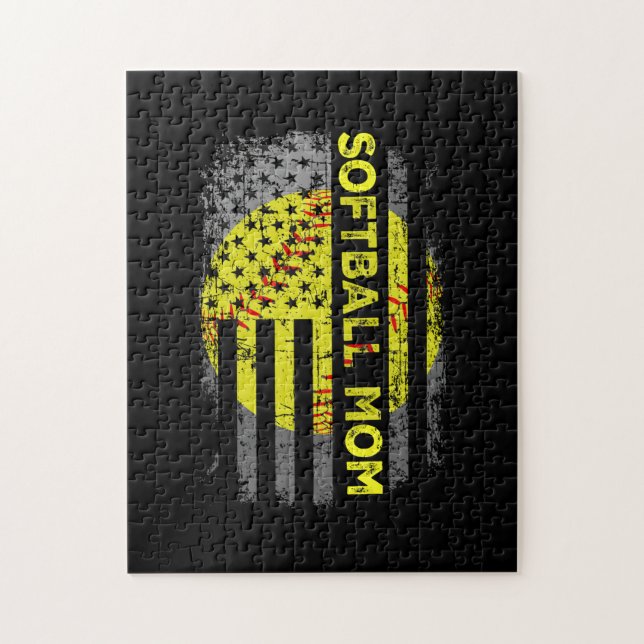 American Flag Vintage Softball-Mama Puzzle (Vertikal)