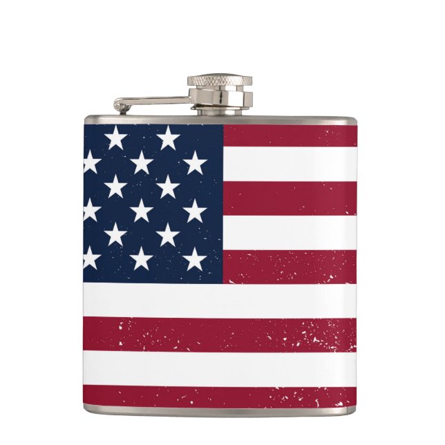 American Flag Vinyl Wrapped 6 oz Flask Flachmann (Vorderseite)