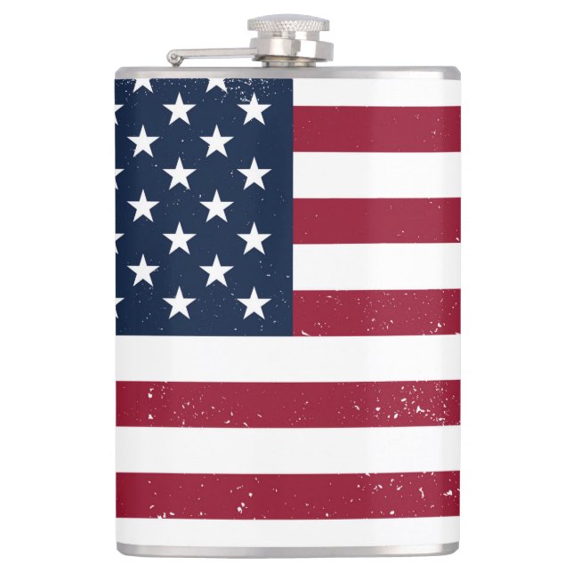 American Flag Vinyl Wrapped 8 oz Flask Flachmann (Vorderseite)