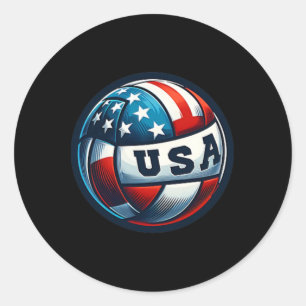 American Flag Volleyball Basketball Patriotic Us 4 Runder Aufkleber