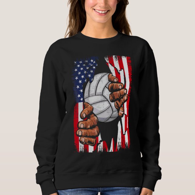 American Flag Volleyball Inside Me Patriotic Usa V Sweatshirt (Vorderseite)