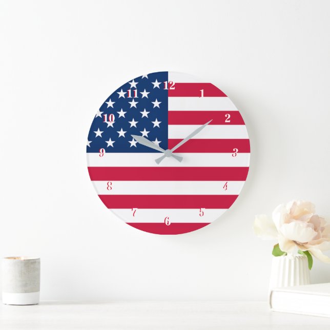 American Flag Wall Clock USA Große Wanduhr (Zuhause)