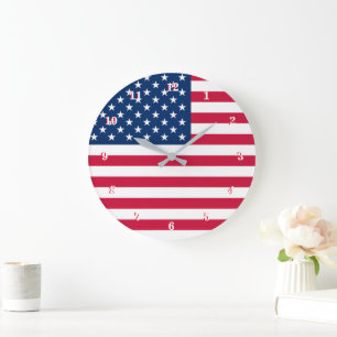 American Flag Wall Clock USA Patriotic Große Wanduhr