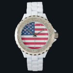 American Flag Watch Patriotic Armbanduhr<br><div class="desc">USA Flag Watches - USA - American Flag - Patriotic - Unabhängigkeitstag - 4. Juli - Customizable - Choose / Add Your Unique Text / Color - Make Your Special Watch Gift - Umgrösse und verschieben oder entfernen und hinzufügen / Bild mit Anpassungs-Tool. Sie können Designs auch auf mehr als...</div>