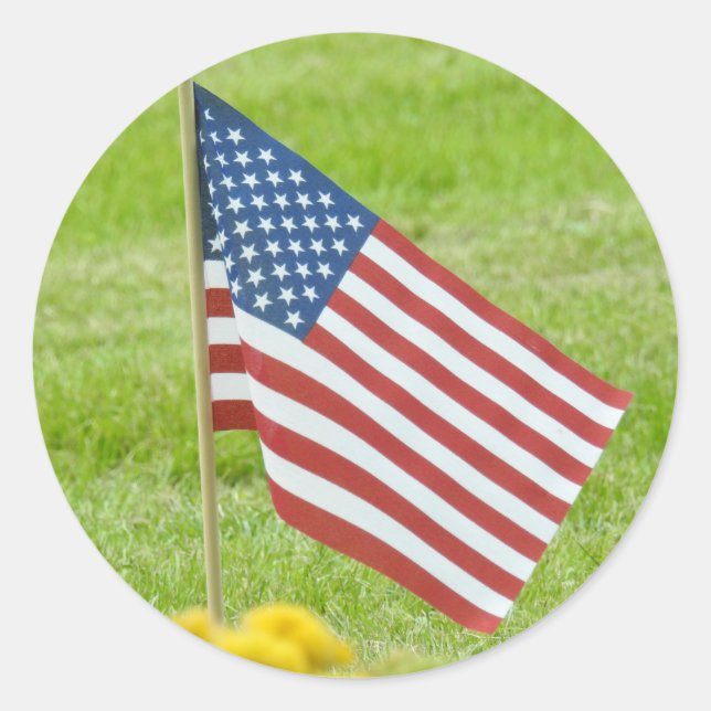 American Flag Wave Runder Aufkleber (Vorderseite)