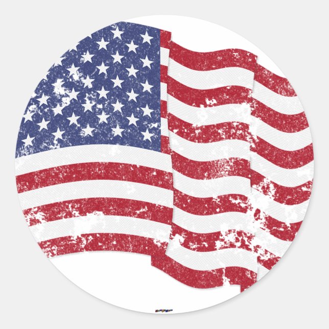 American Flag Waving - beängstigend Runder Aufkleber (Vorderseite)