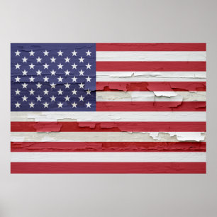 American Flag Weathered Paint Poster