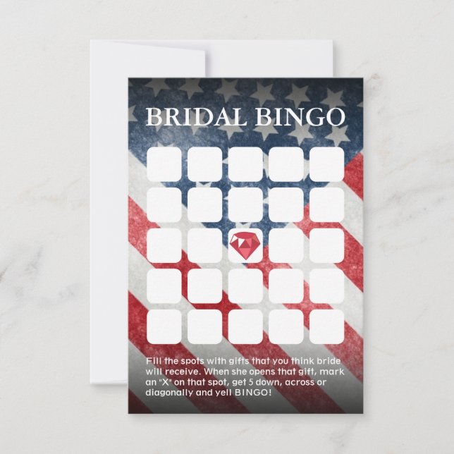 American Flag Wedding/Brautparty Bingo Cards Einladung (Vorderseite)