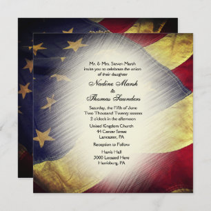 American Flag Wedding Invitation with Photograph Einladung