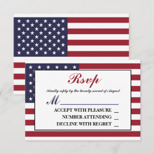 American Flag Wedding RSVP Karte