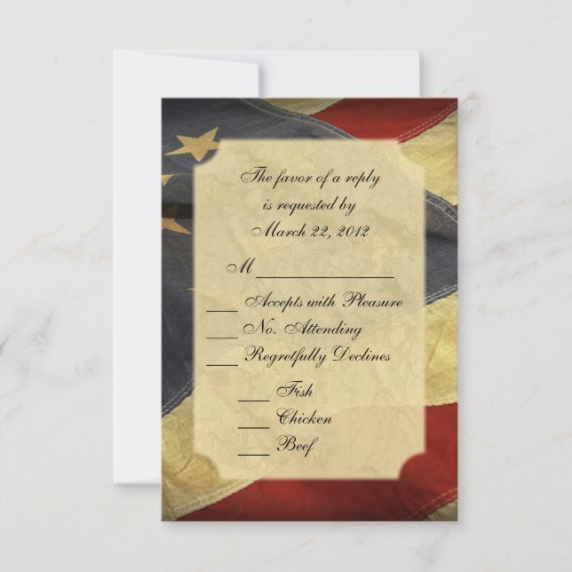 American Flag Wedding RSVP mit Menü (Vorderseite)