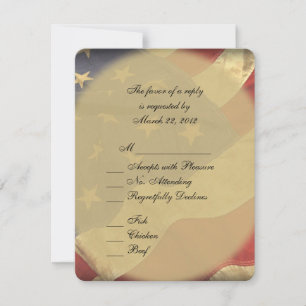 American Flag Wedding RSVP mit Menüauswahl Karte