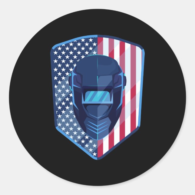 American Flag Welder Patriotic Welder Runder Aufkleber (Vorderseite)