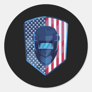 American Flag Welder Patriotic Welder Runder Aufkleber