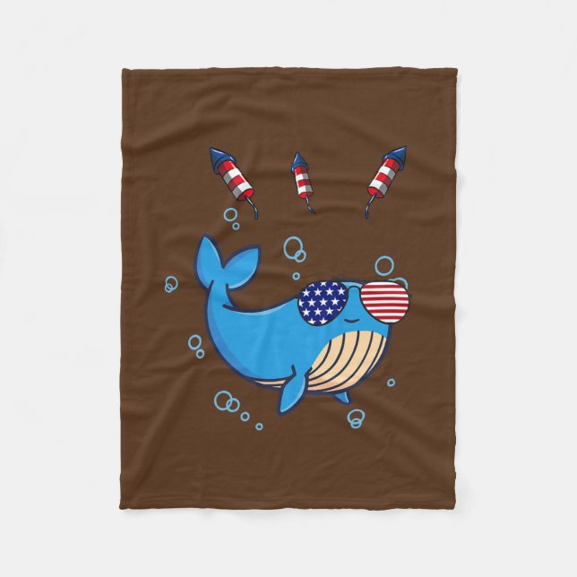 American Flag Whale 4 Juli  Fleecedecke (Vorderseite)